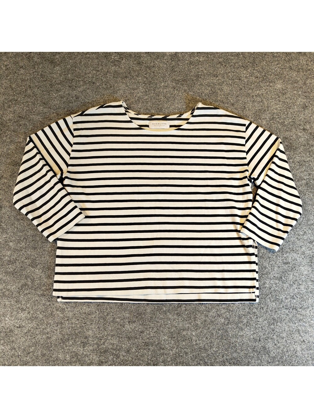 Everlane Black & White Striped Cotton Top Small Petite